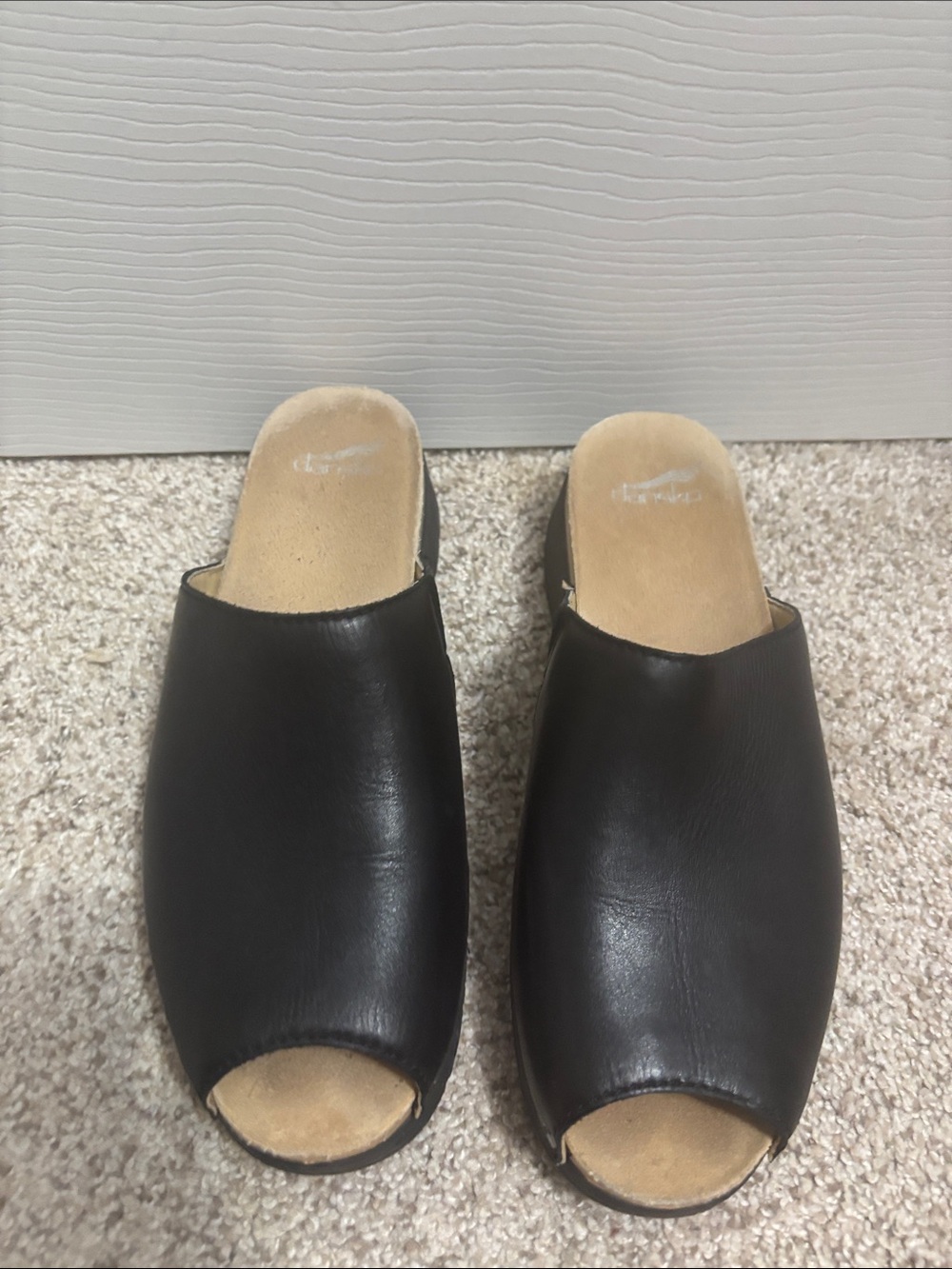 Dansko Black Leather Open-Toe Women's Mules Size US 10.5/EU 41